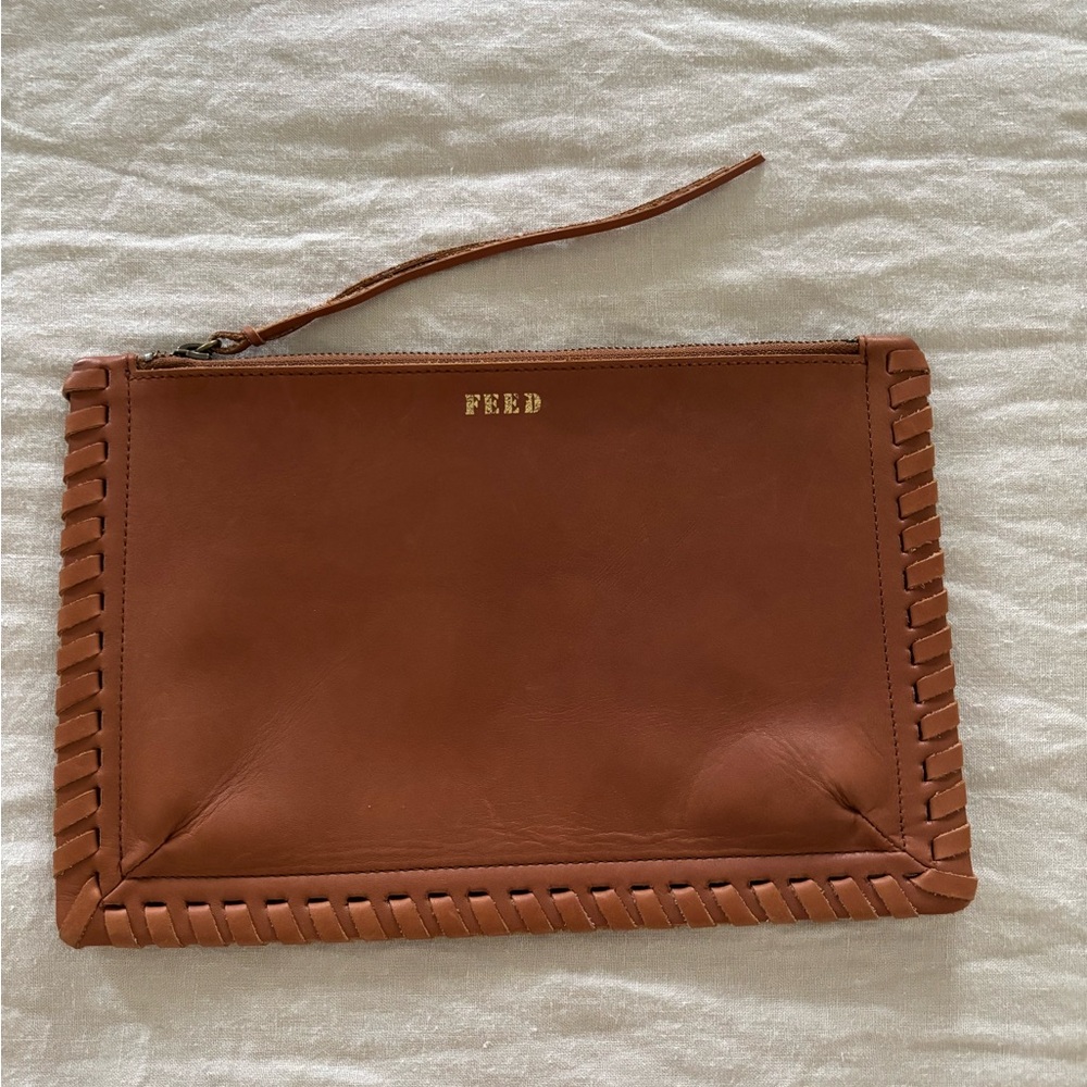 FEED leather clutch bag